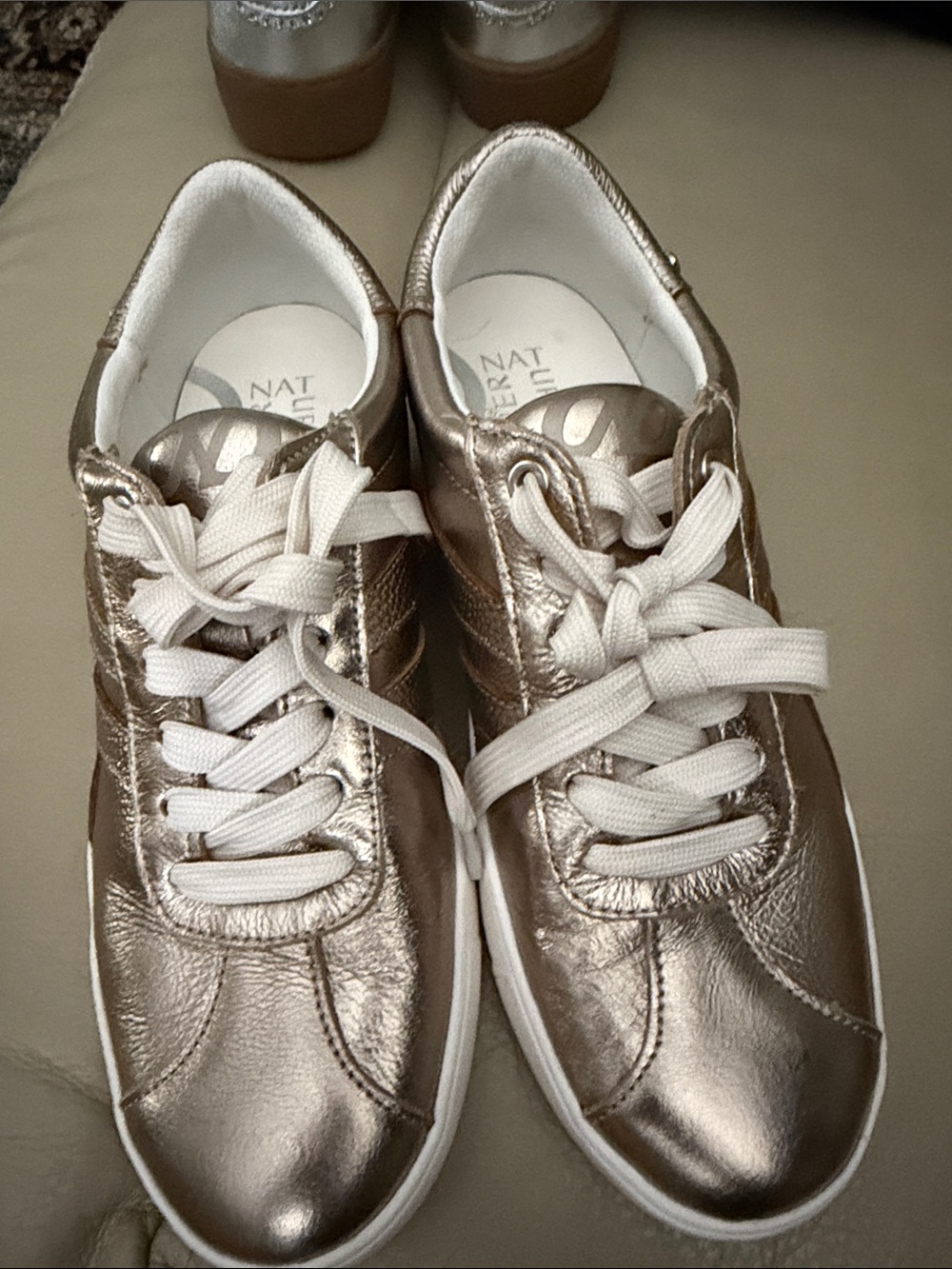 Naturalizer Metallic Rose Lace-Up Sneakers with White Laces